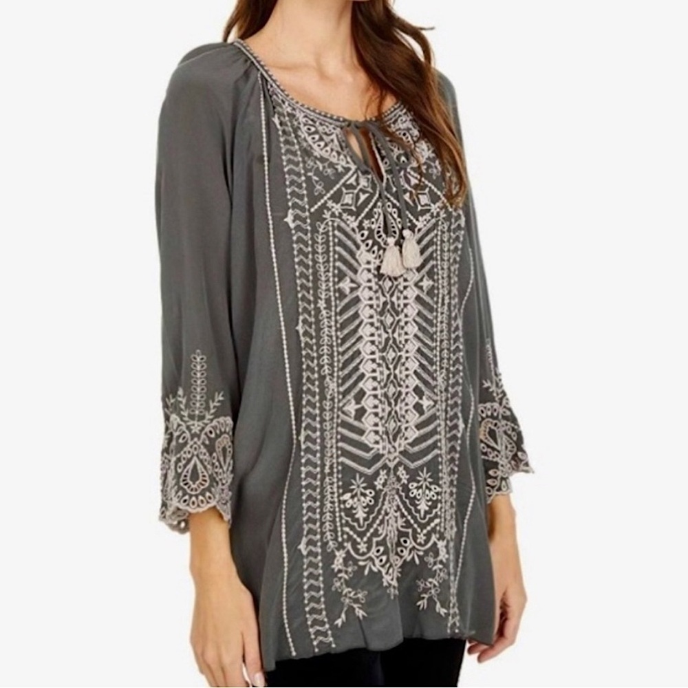 Johnny Was Gray Embroidered Tunic - Picture 2 of 8